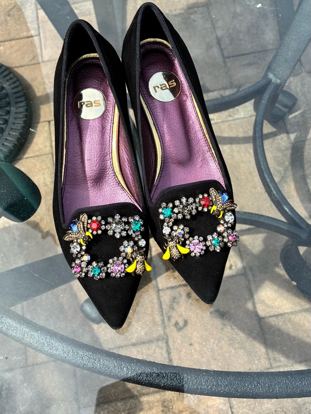RAS Black Embellished Pointed Toe